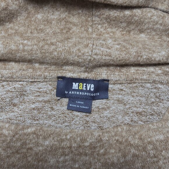 Maeve Anthropologie Soft Knit Cowl Neck Sweater Tan Bishop Sleeve Size L - Picture 16 of 16